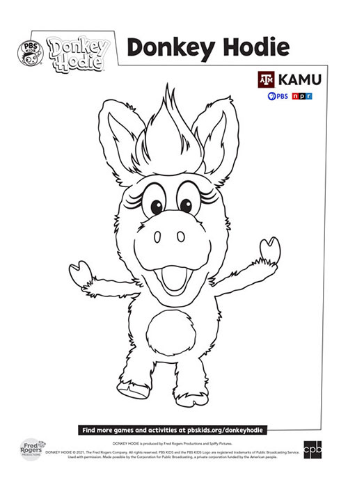 Donkey Hodie coloring sheet