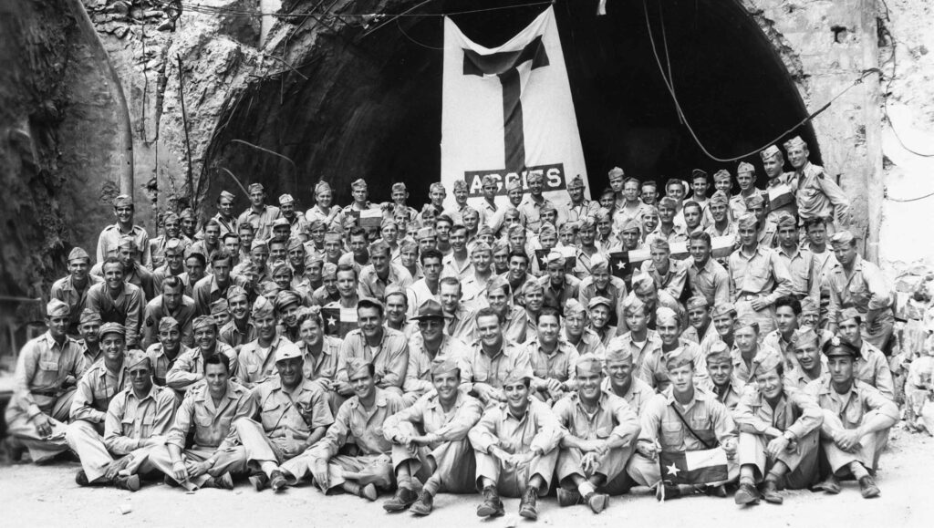 Aggies gather on Corregidor in famous 1946 Muster photo.