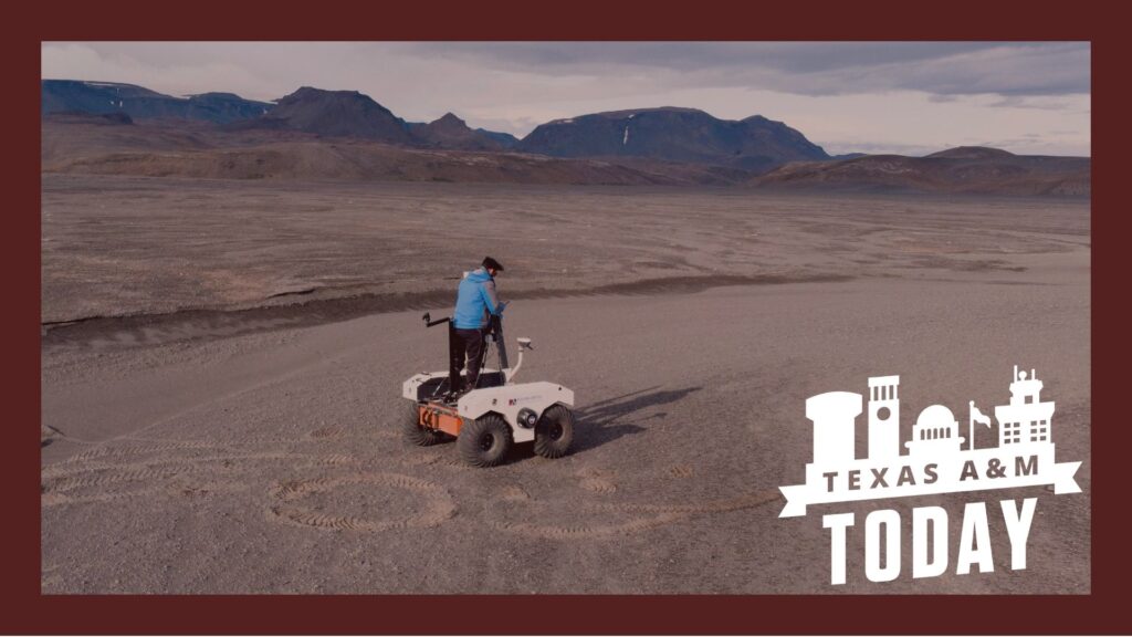 A rover explores Iceland.
