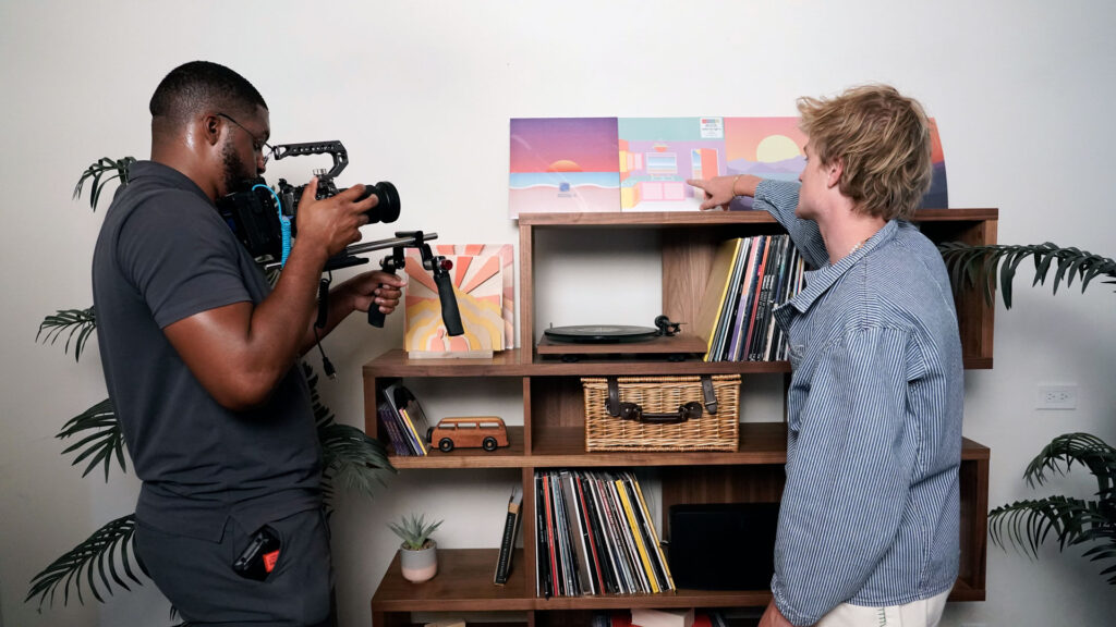 Colin Padalecki gives KAMU's cameras a tour of his record collection.