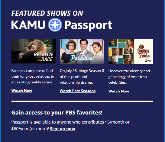 Passport section from a recent KAMU newsletter.