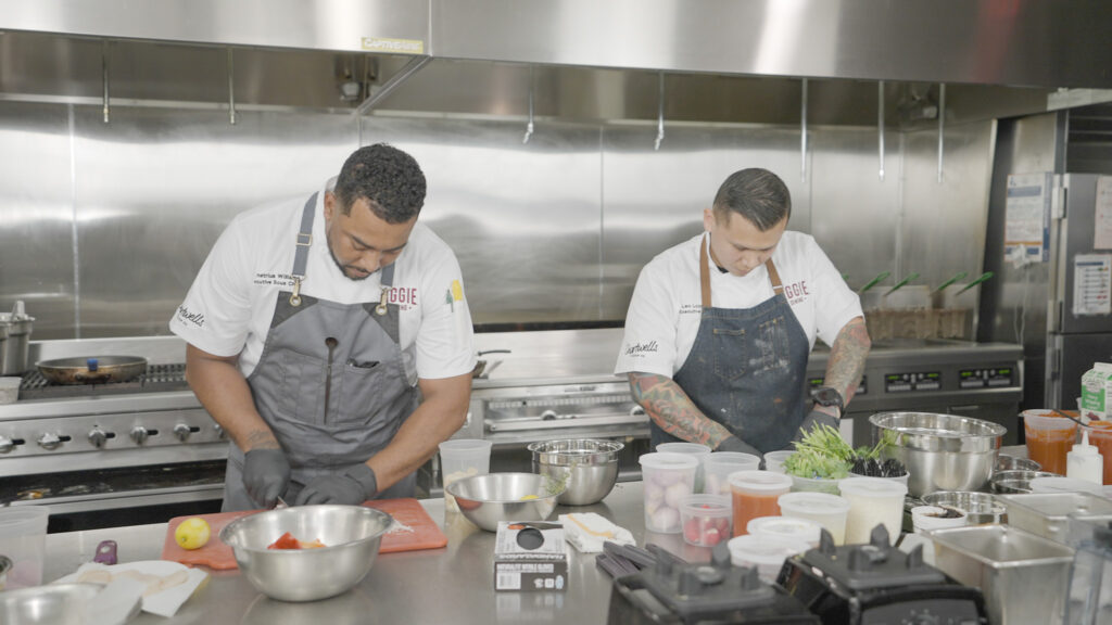 Chefs Demetrius and Leo begin cooking.