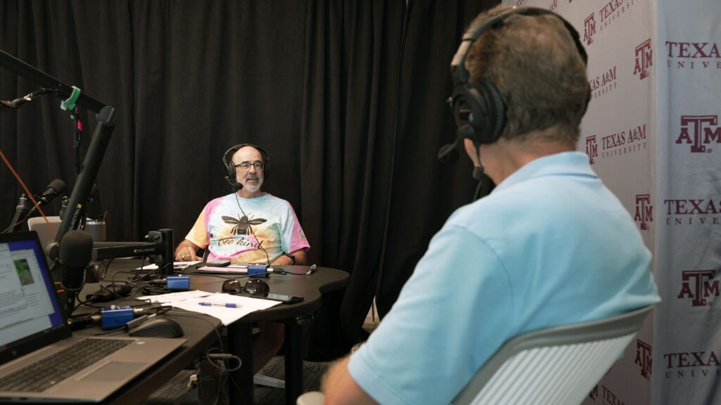 Skip and Stephen recording Skip's last episode.