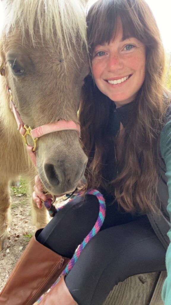 Dr. Eileen Donoghue with her mini horse Grechen.