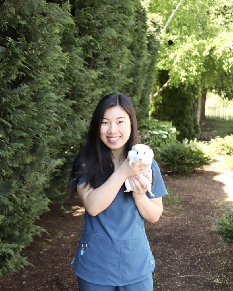 Dr. Jessica Lee with Daikon, a guinea pig