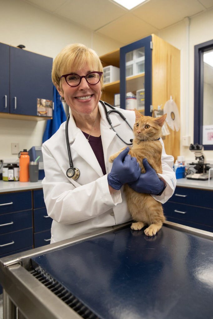 Dr. Teller with her cat, Goose.