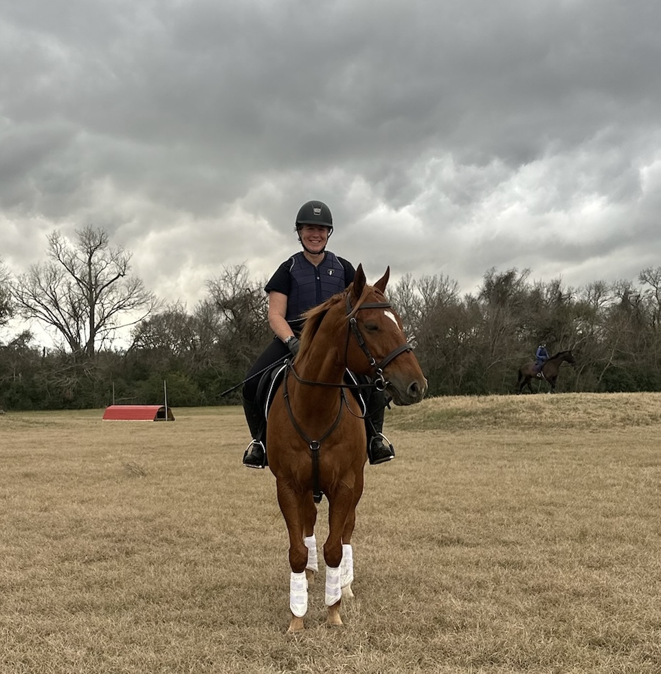 Dr. Shannon Reed riding her horse, Vincento.